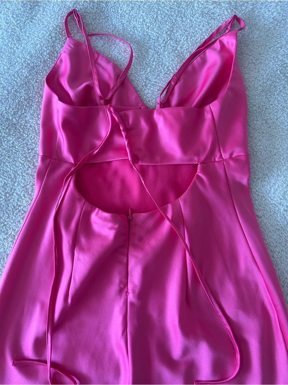 Dynamite Hot Pink Satin Slip Dress - Spaghetti Strap - Picture 4 of 5